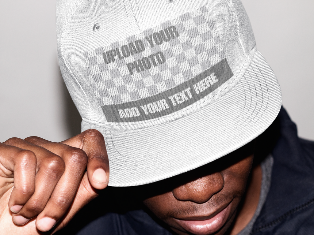 Custom Embroidered Flat Bill Cap — 'Print It Your Way' Patch