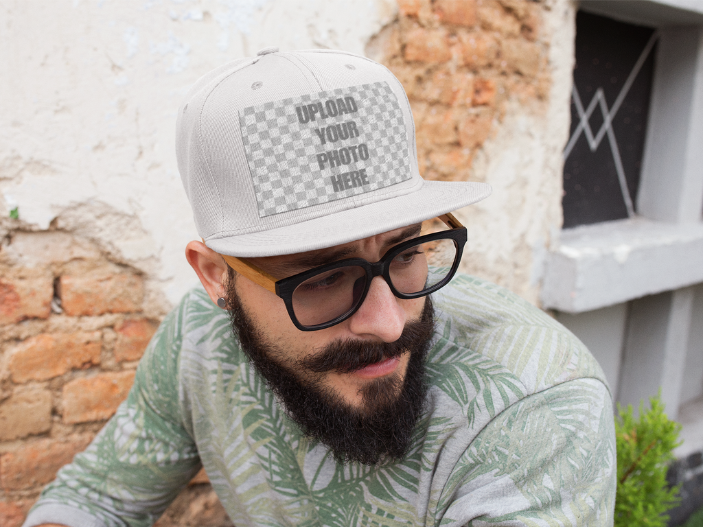 Custom Embroidered Flat Bill Cap — 'Print It Your Way' Patch