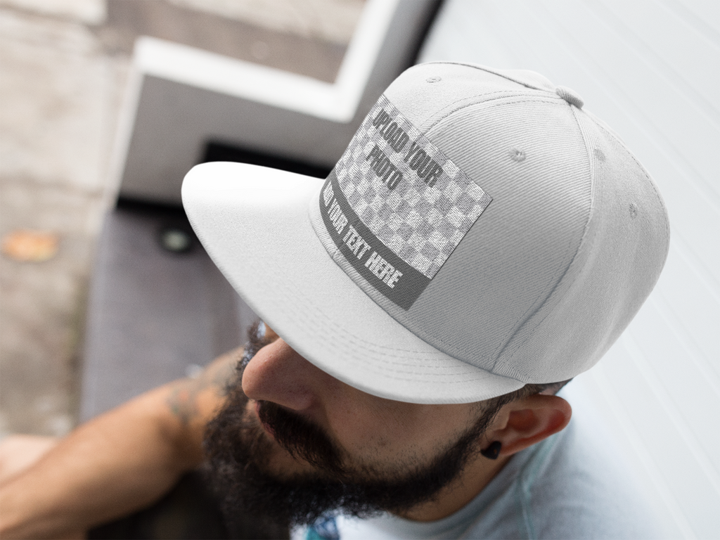 Custom Embroidered Flat Bill Cap — 'Print It Your Way' Patch