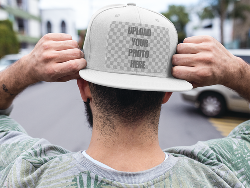 Custom Embroidered Flat Bill Cap — 'Print It Your Way' Patch